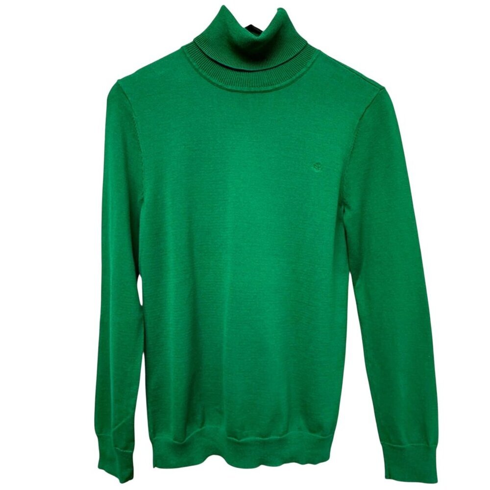 LAUREN Ralph Lauren Kelly Green Turtleneck Sweater Large Cotton Embroidered Logo